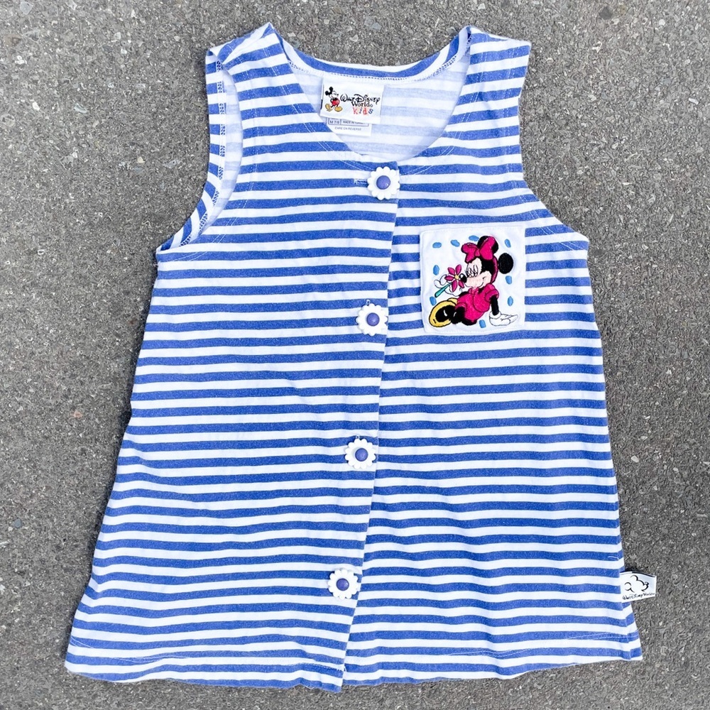 Minnie Mouse Vintage 90s Striped Sleeveless Top Walt Disney World Kids (7/8)
